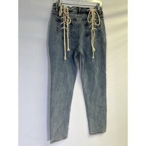 Vintage Wash Lace Up Detail Straight Leg Jeans Missing Tags